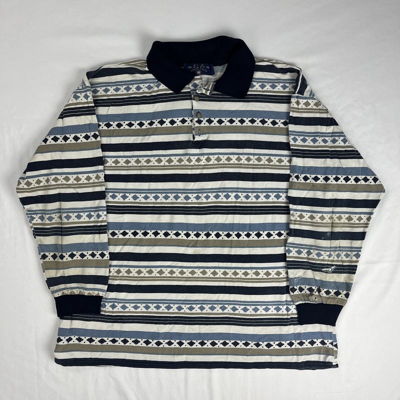 blue stripe collared top