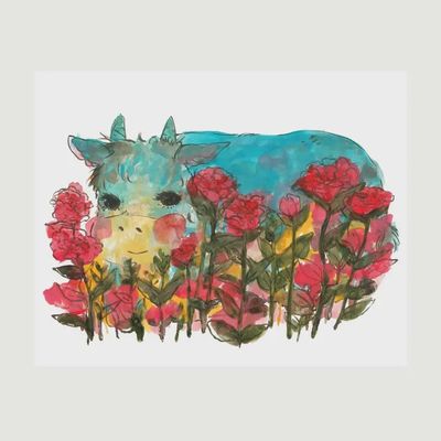 Print - &quot;Blue Cow&quot;