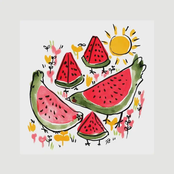 Print - &quot;Watermelon Chickens&quot;
