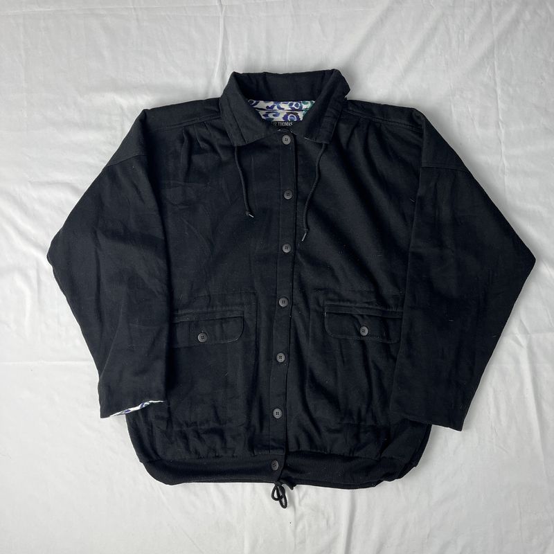 black printed lined cotton jacket