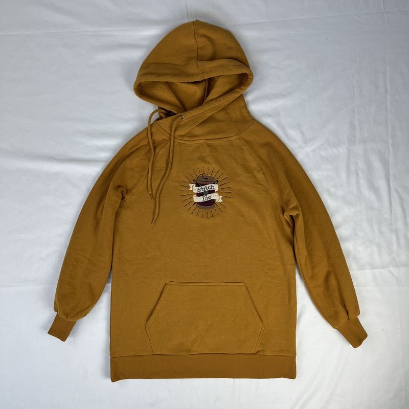 stitch or die yellow sweatshirt