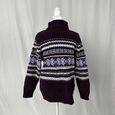 purple festive snowflake sweater