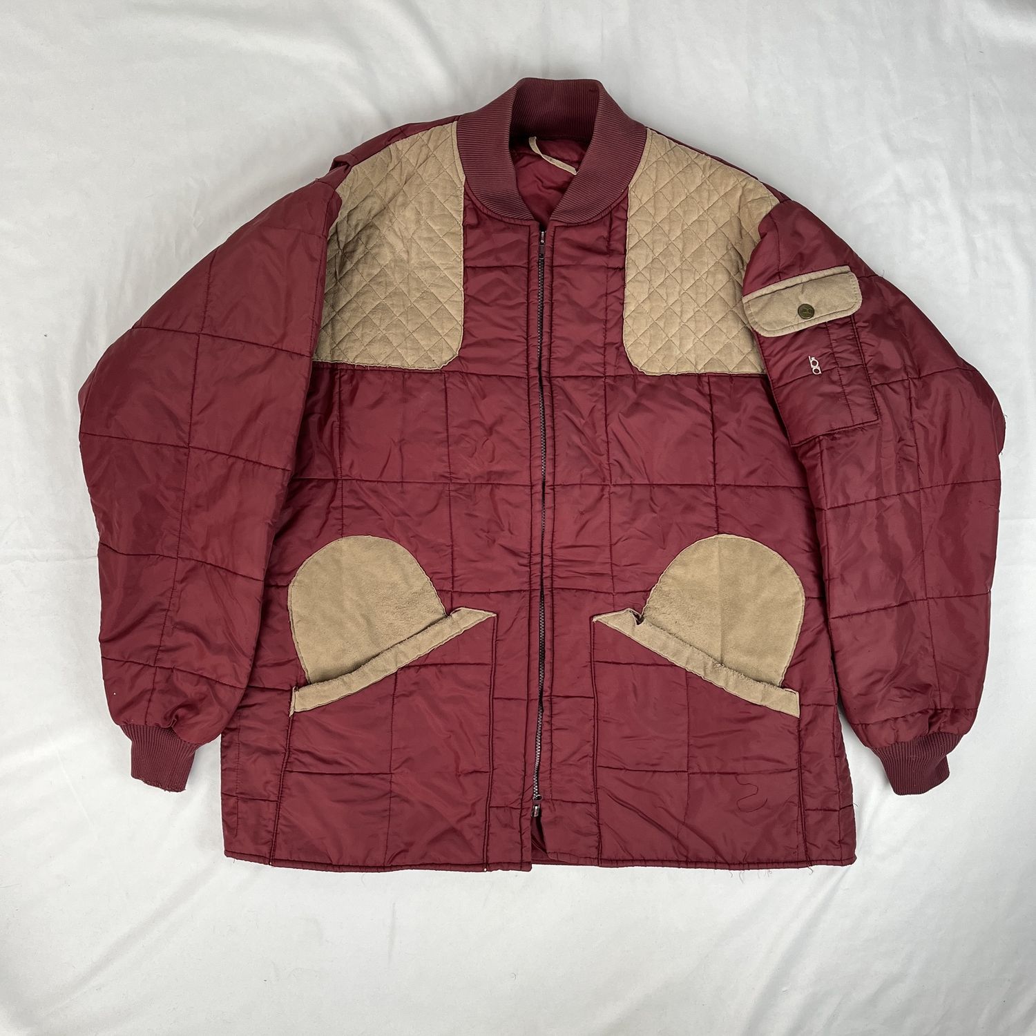 suede trim quilted puffer
