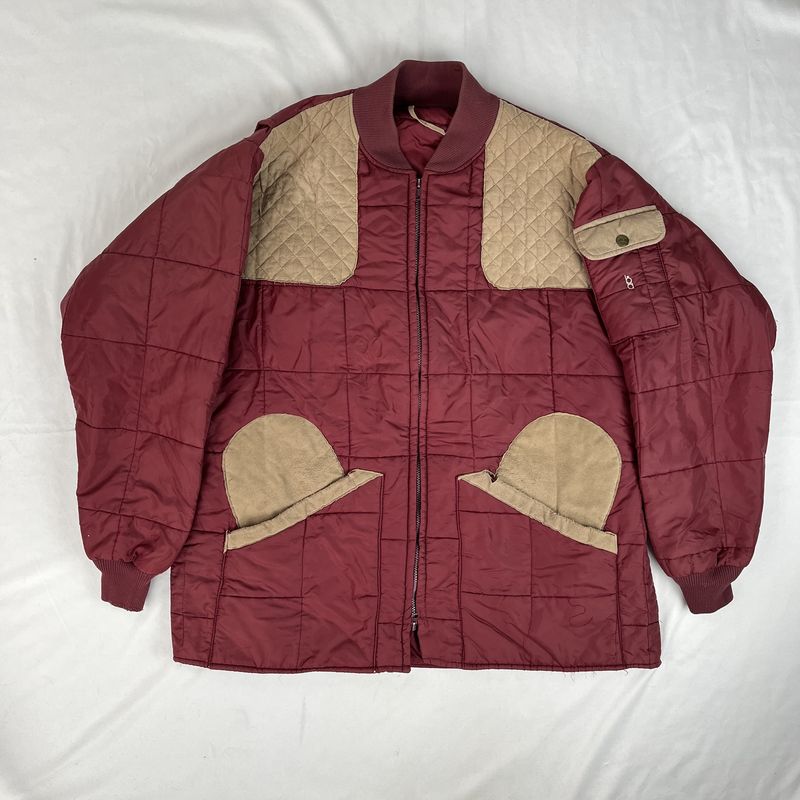 suede trim quilted puffer