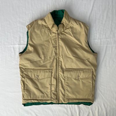tan and green reversible vest
