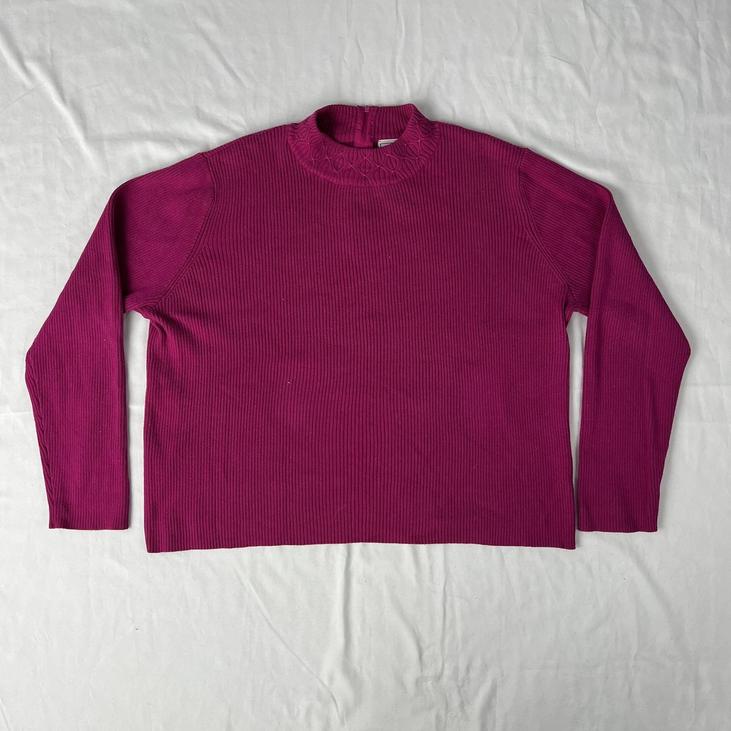 fuchsia beaded collar sweater