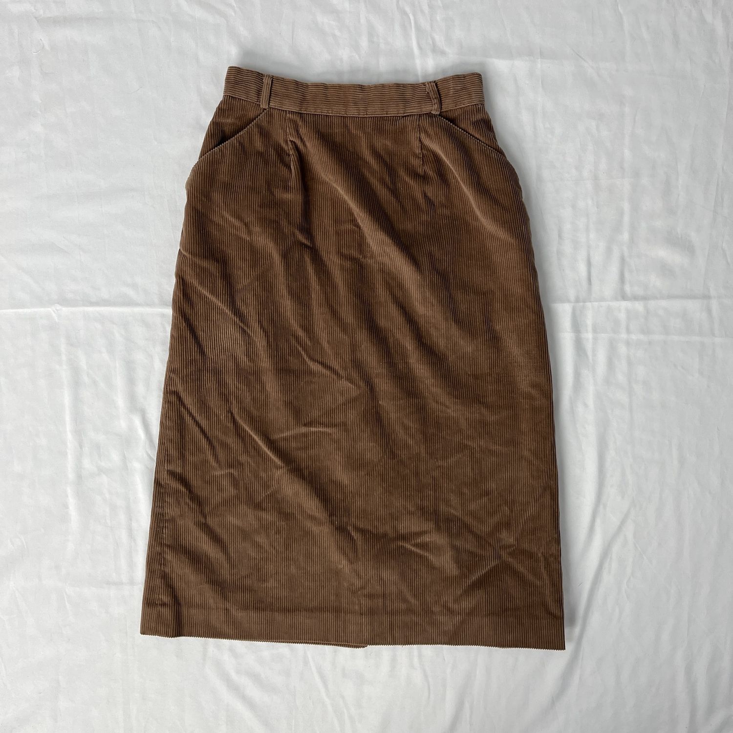 vintage chocolate corduroy mid skirt