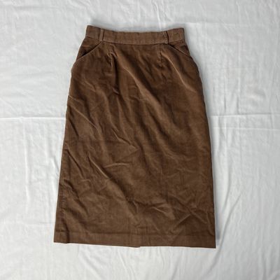 vintage chocolate corduroy mid skirt