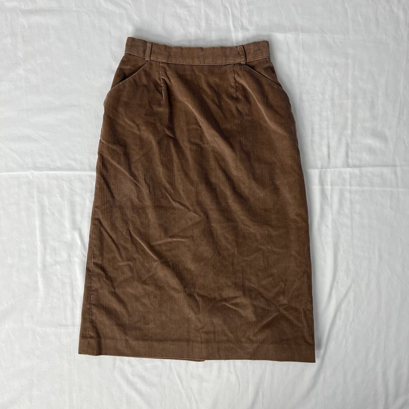 vintage chocolate corduroy mid skirt