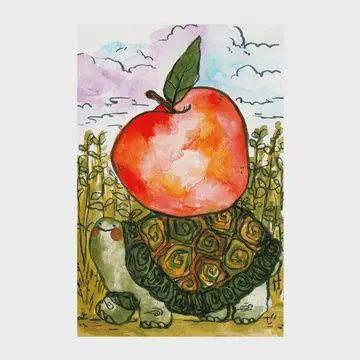 Print - Turtle with Apple