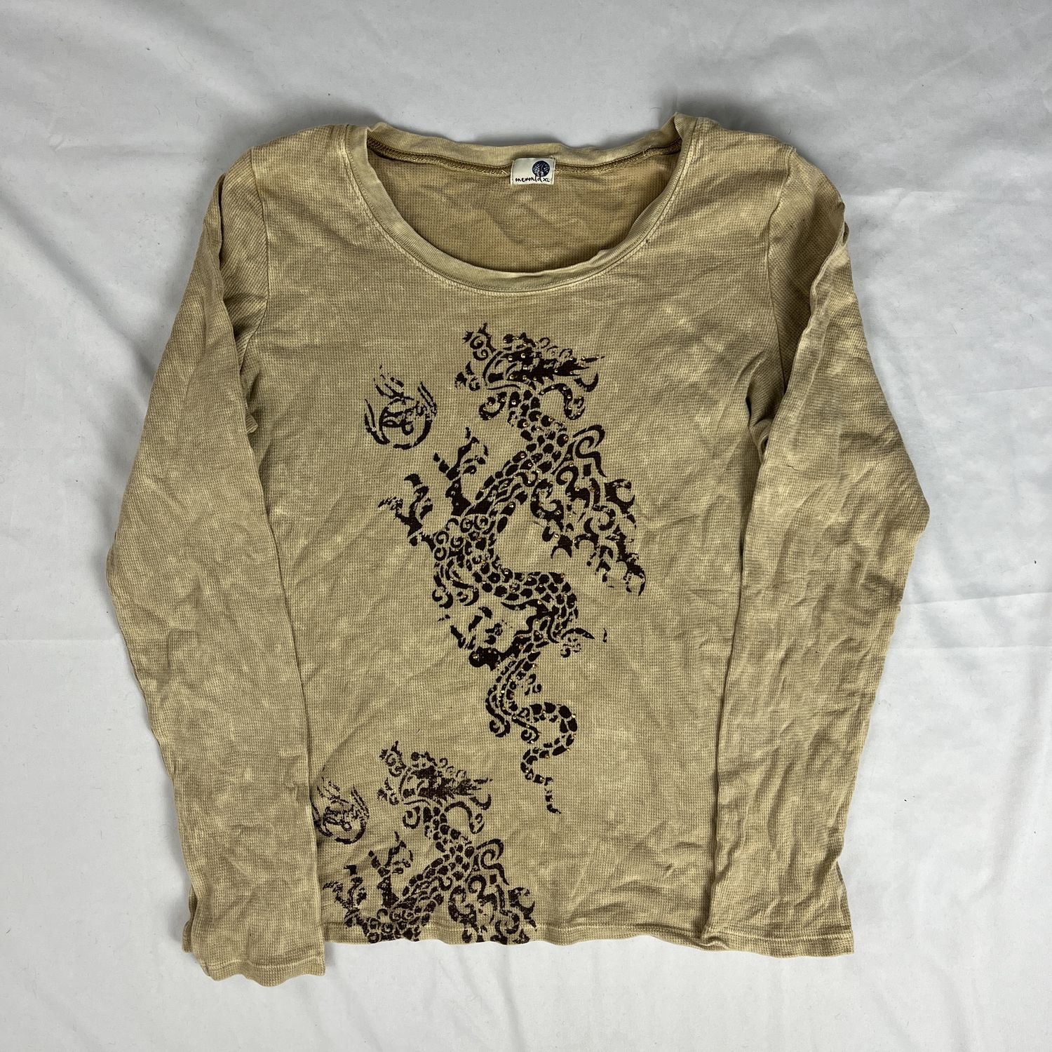 tan dragon waffle knit top