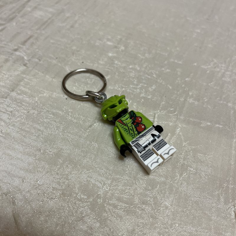 green alien lego keychain