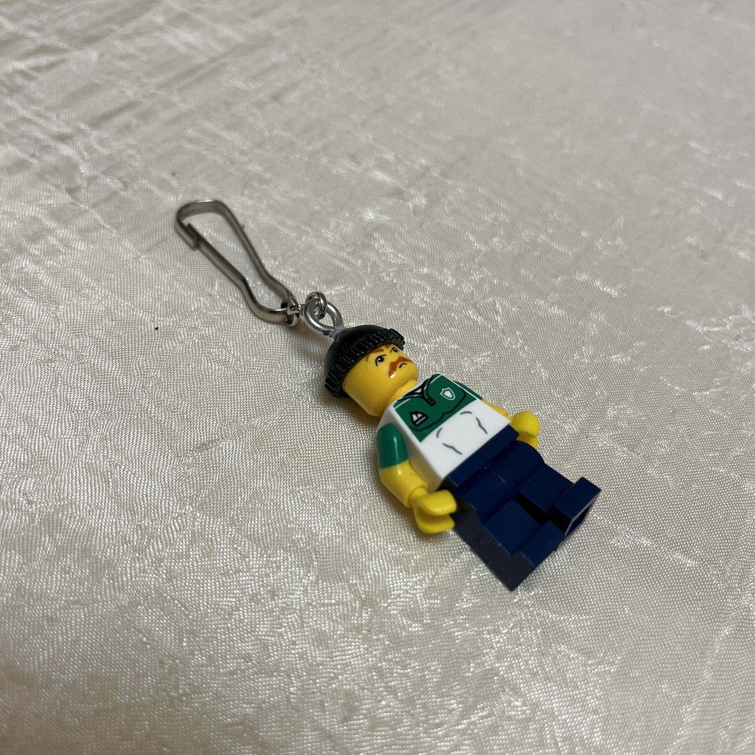 beanie mustache man lego keychain