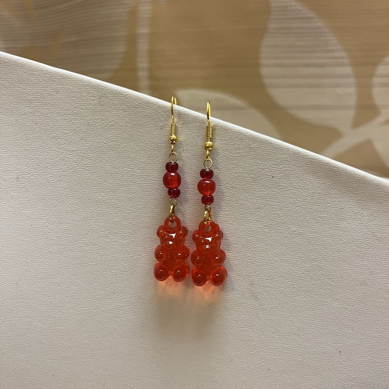 red gummy bear earrings