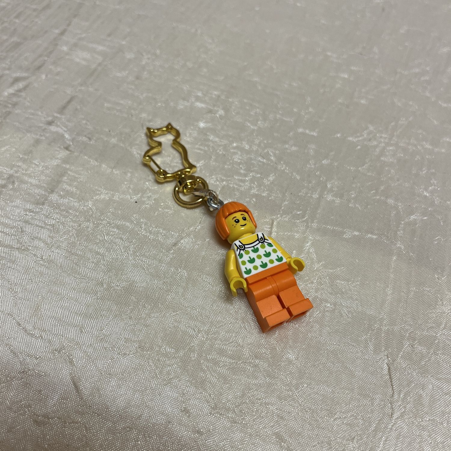 orange lady lego keychain