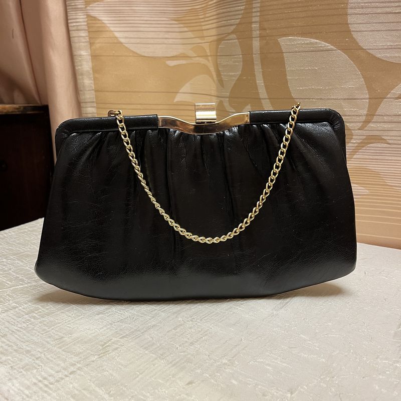 black with gold clutch