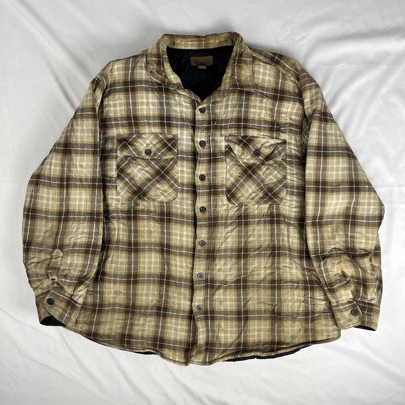 tan plaid lined flannel jacket