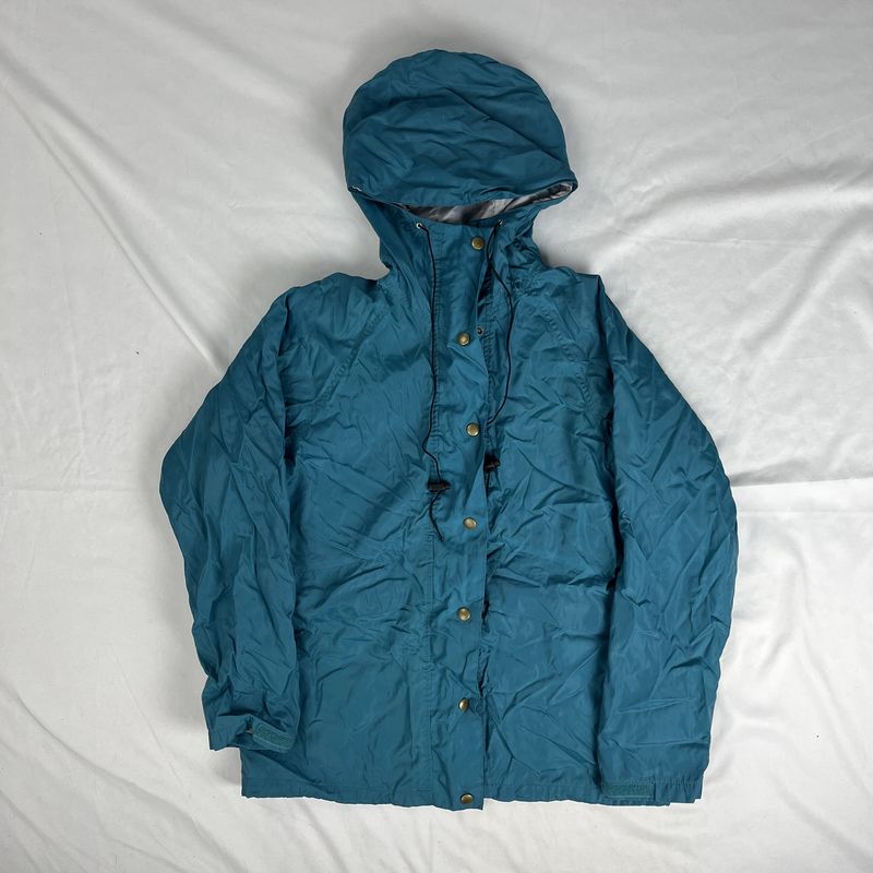 teal lined raincoat