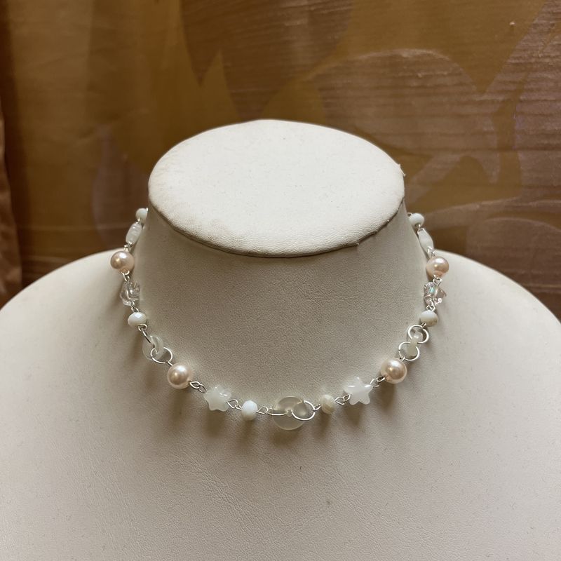 white button pearl necklace