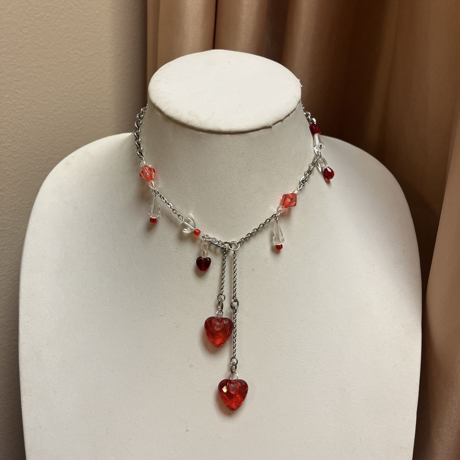 red two heart necklace