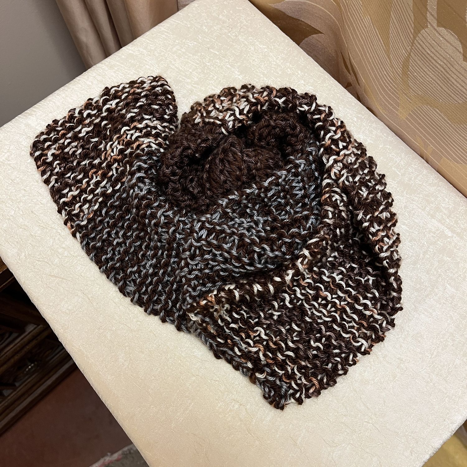 brown multi crochet scarf
