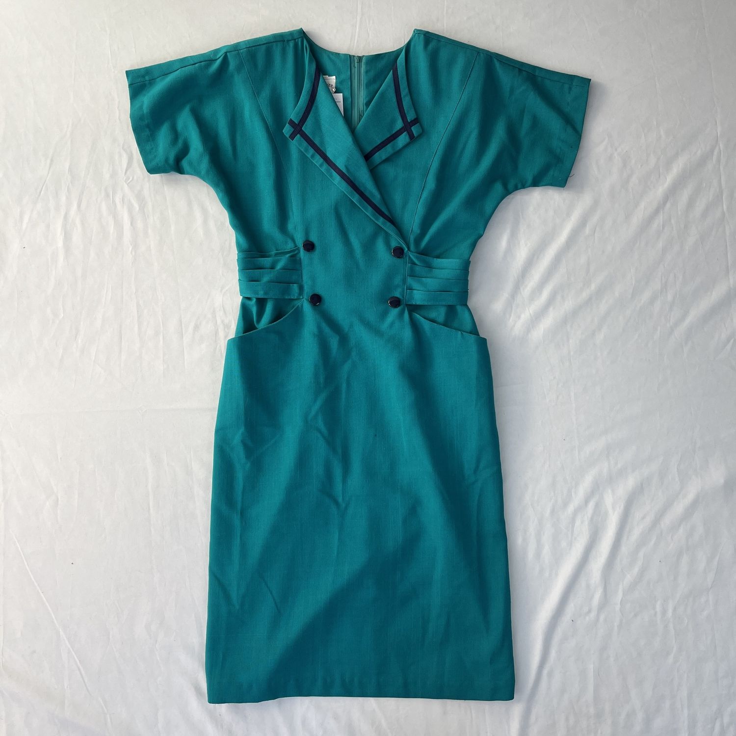 teal flight attendant dress