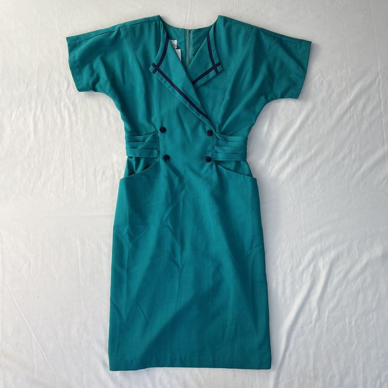 teal flight attendant dress