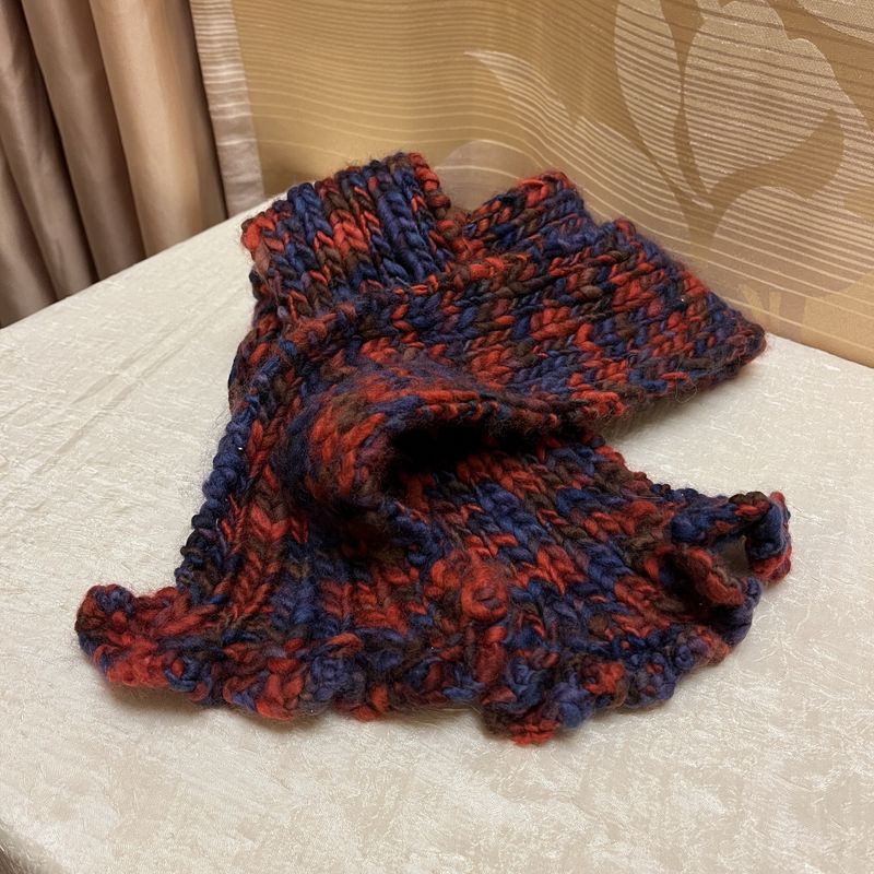 red &amp; purple crocheted scarf