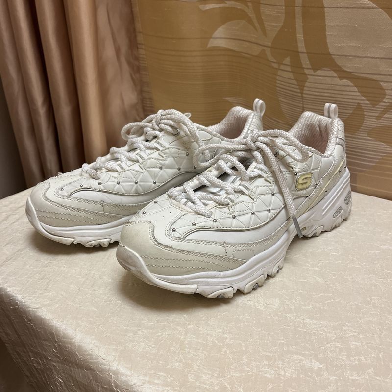 bedazzled white Skechers