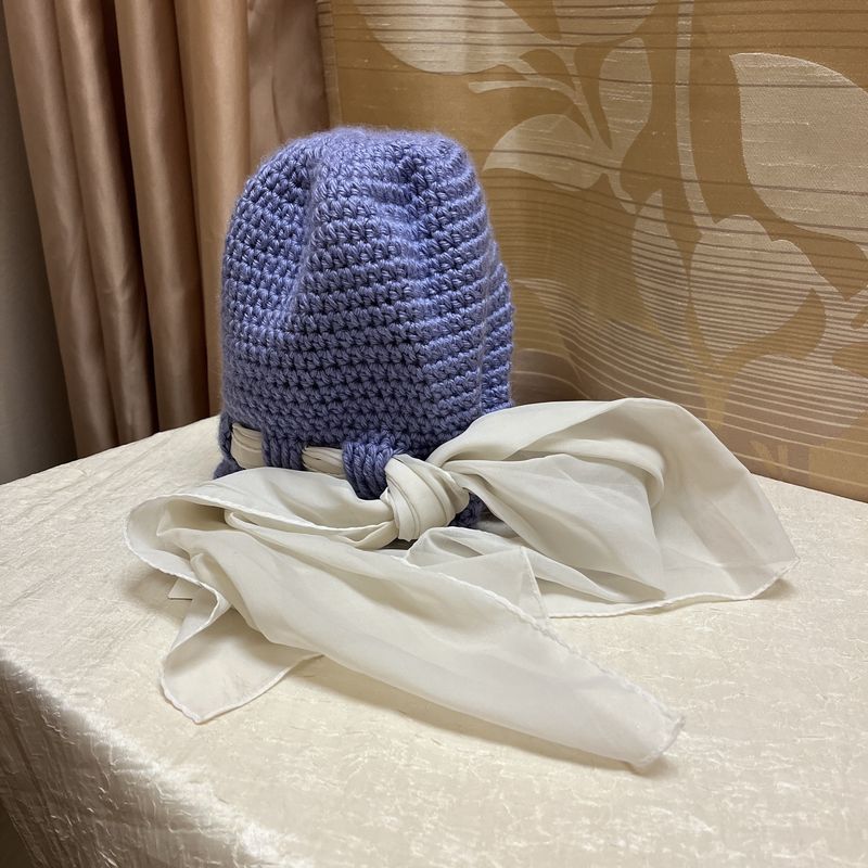 purple crochet scarf hat