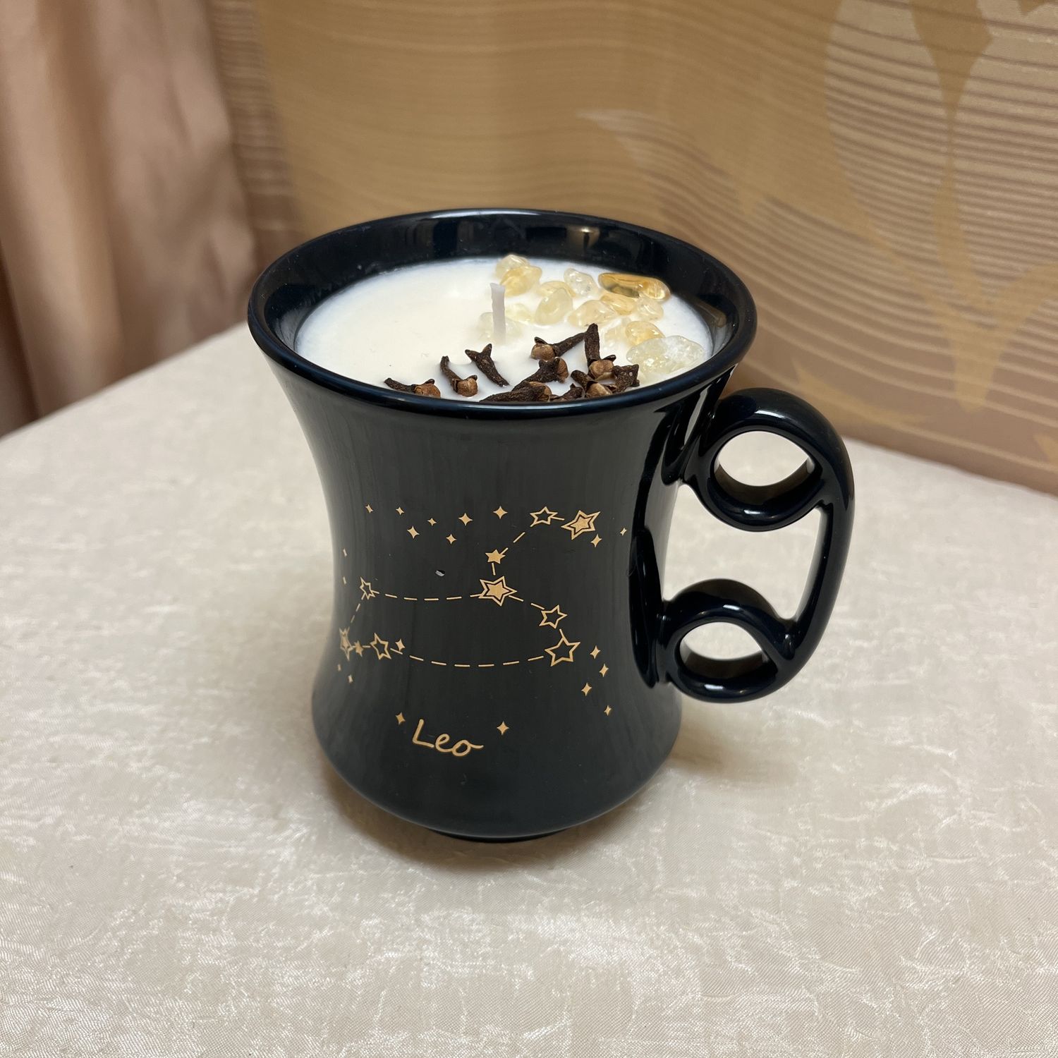 leo constellation candle mug
