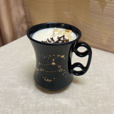leo constellation candle mug