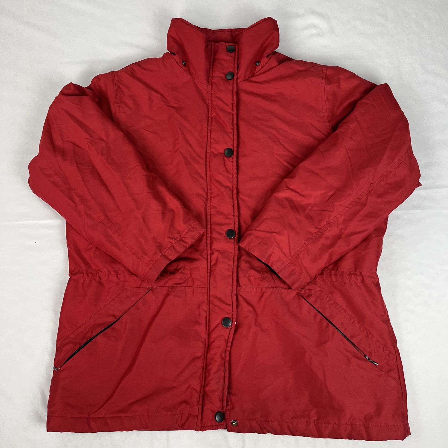 red adjustable winter coat
