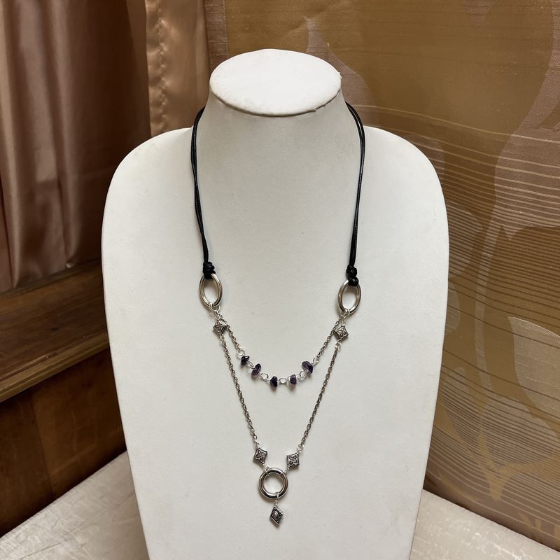 long layered amethyst rope necklace