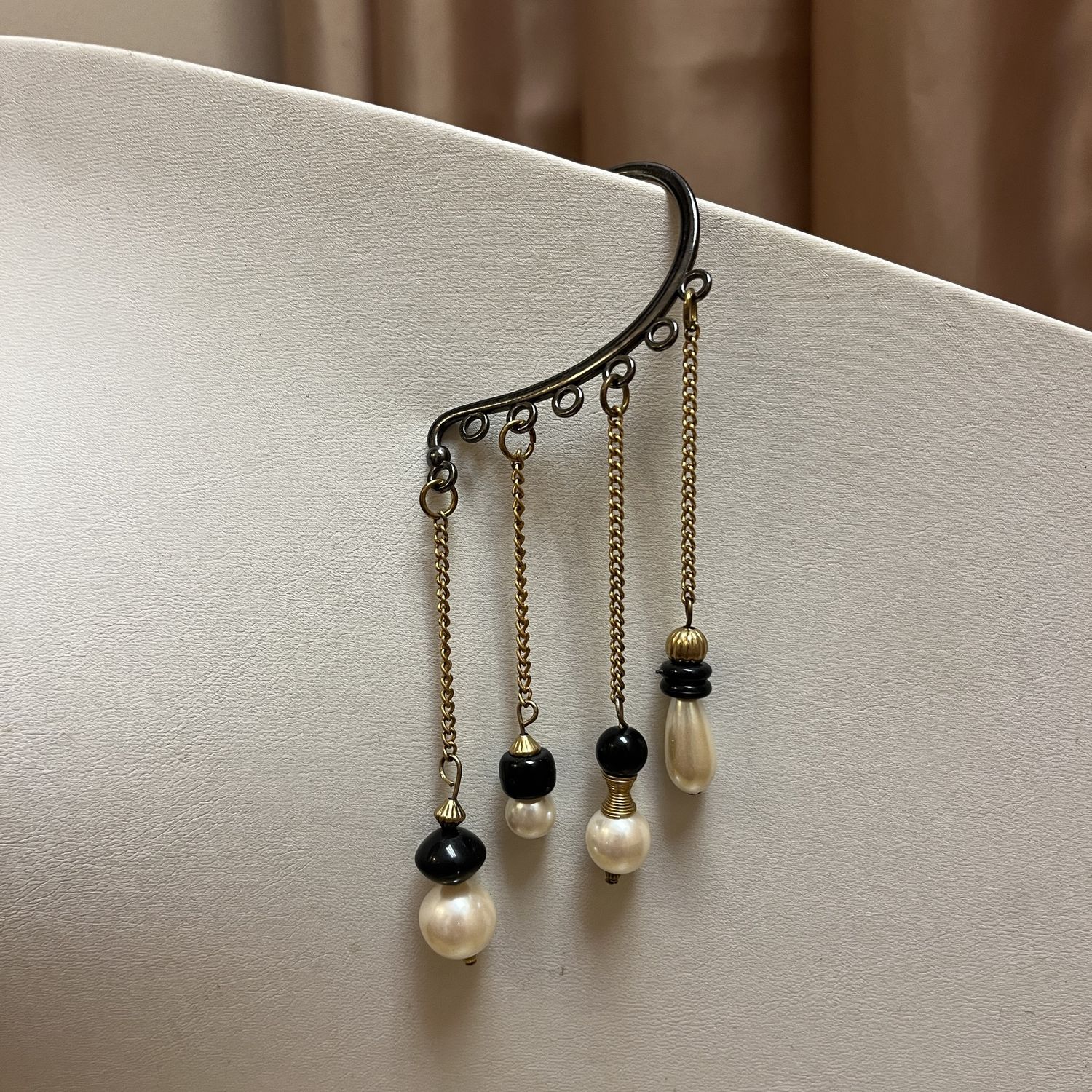 Black Beaded Ear Cuff