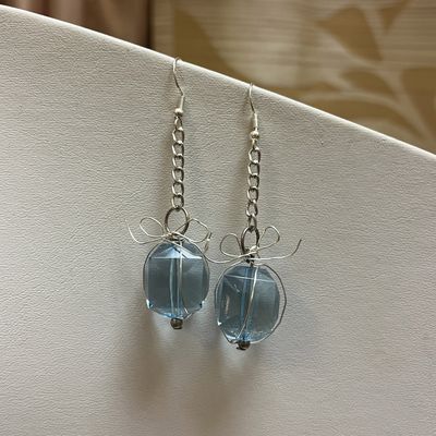 blue crystal present earrings