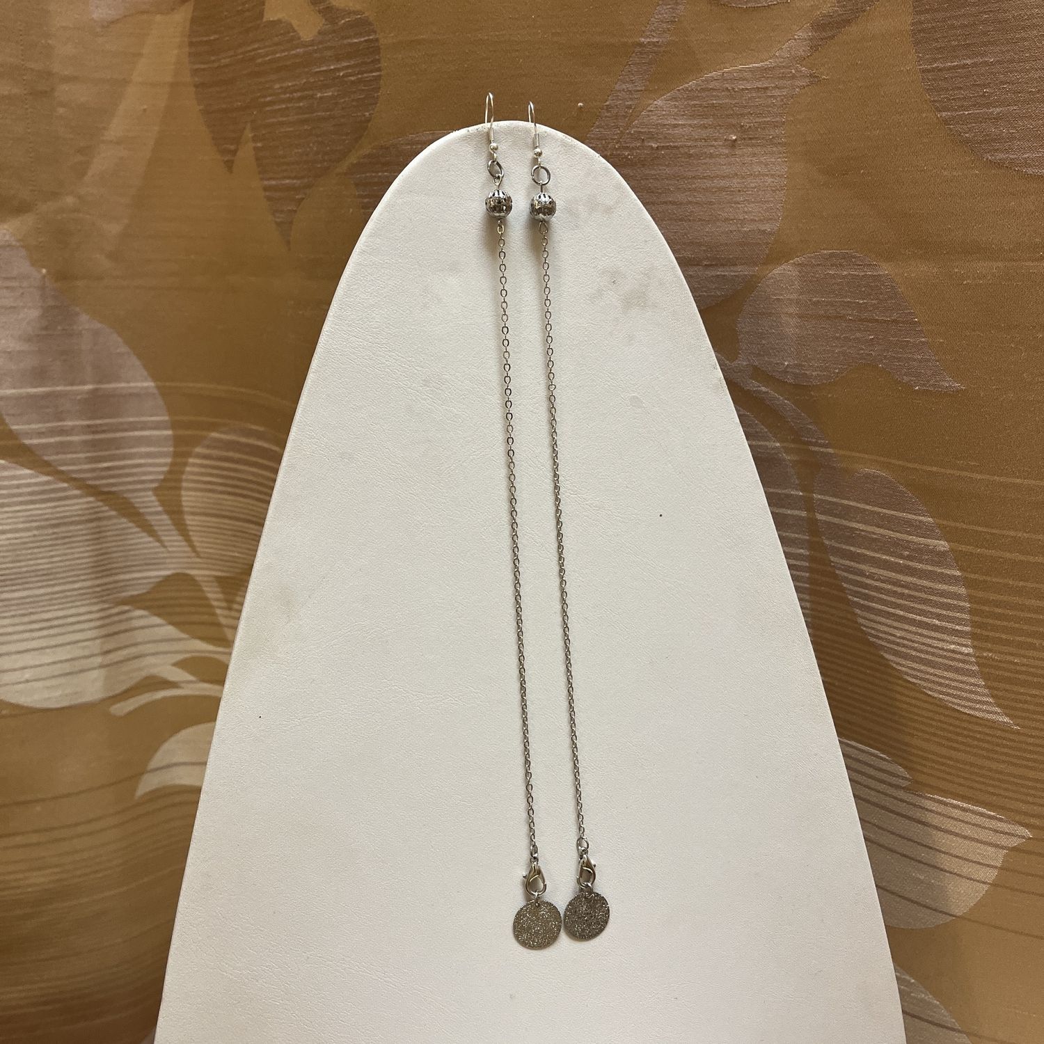 long silver sparkle earrings