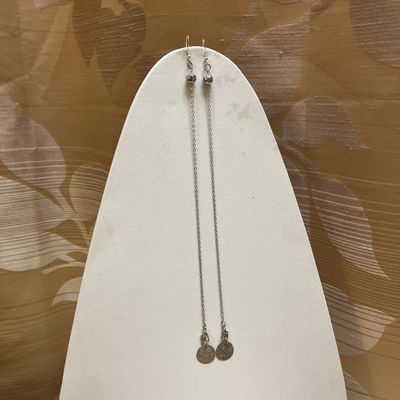 long silver sparkle earrings
