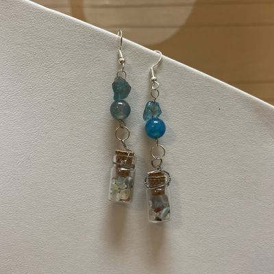 blue crystal jar earrings