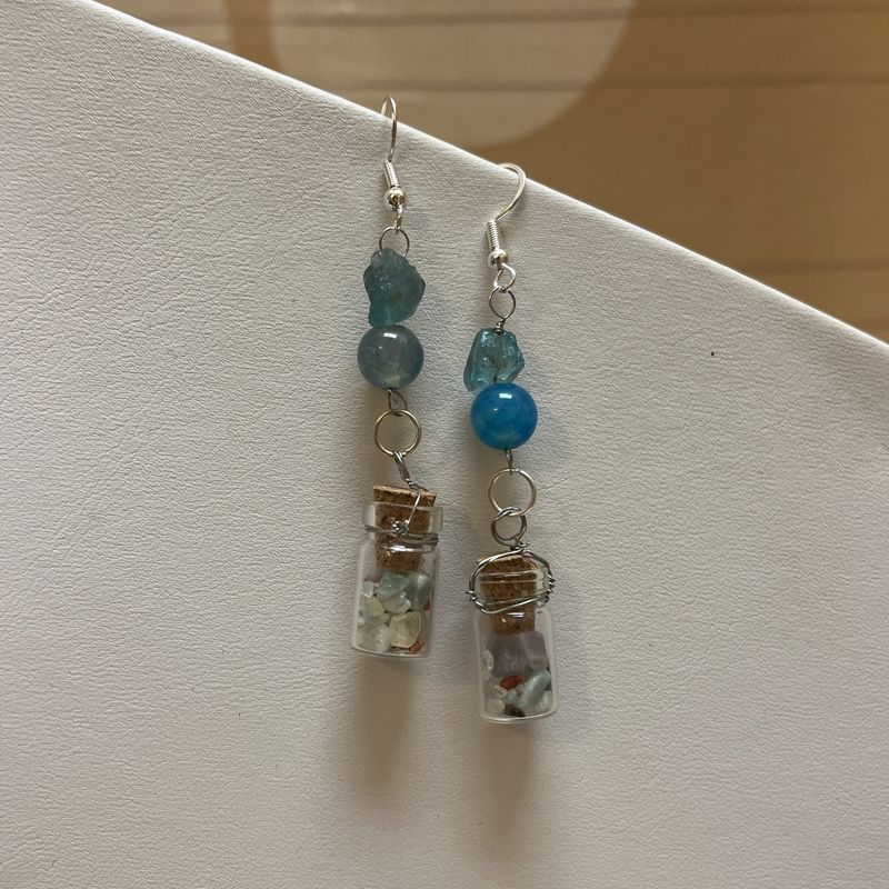 blue crystal jar earrings