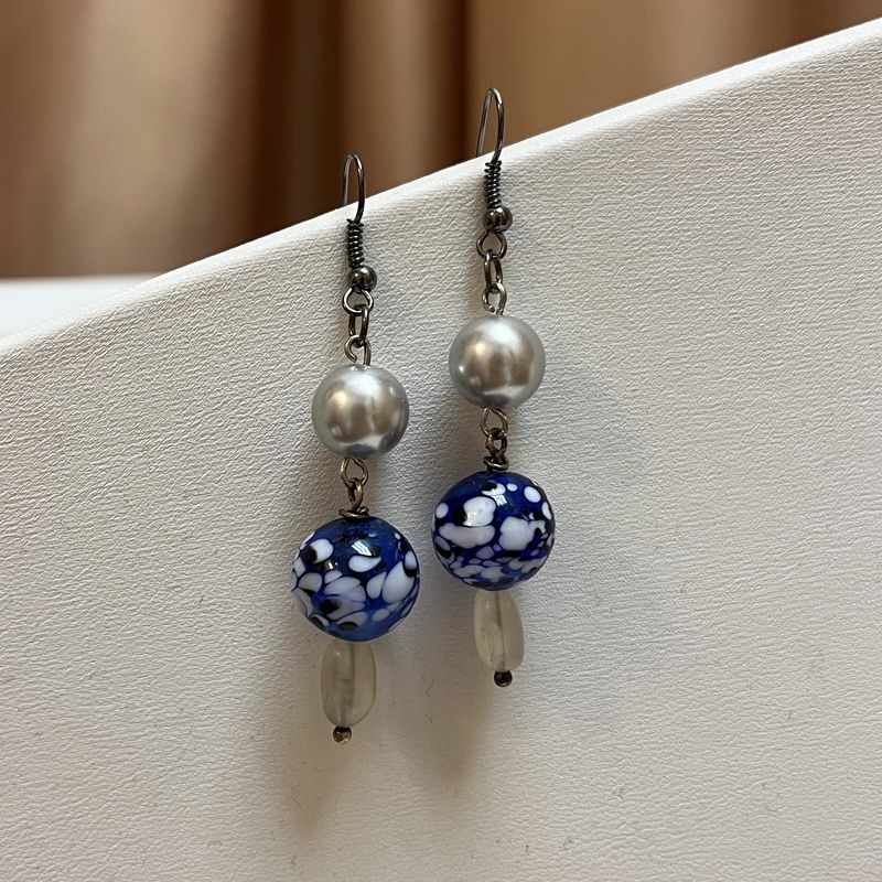 blue mushroom beaded earring