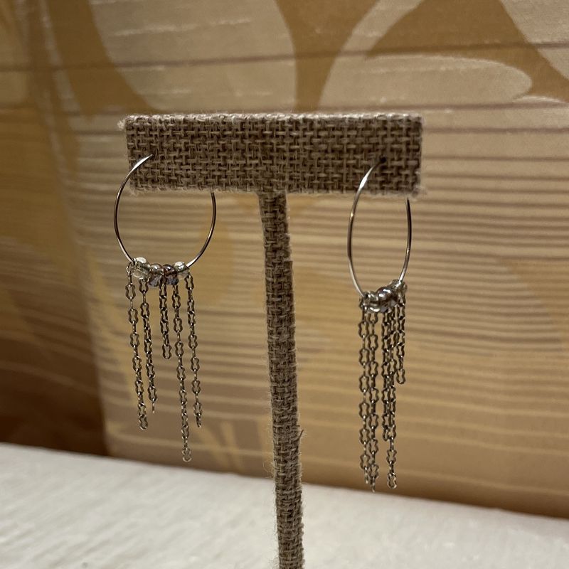 silver hoop chain earrings