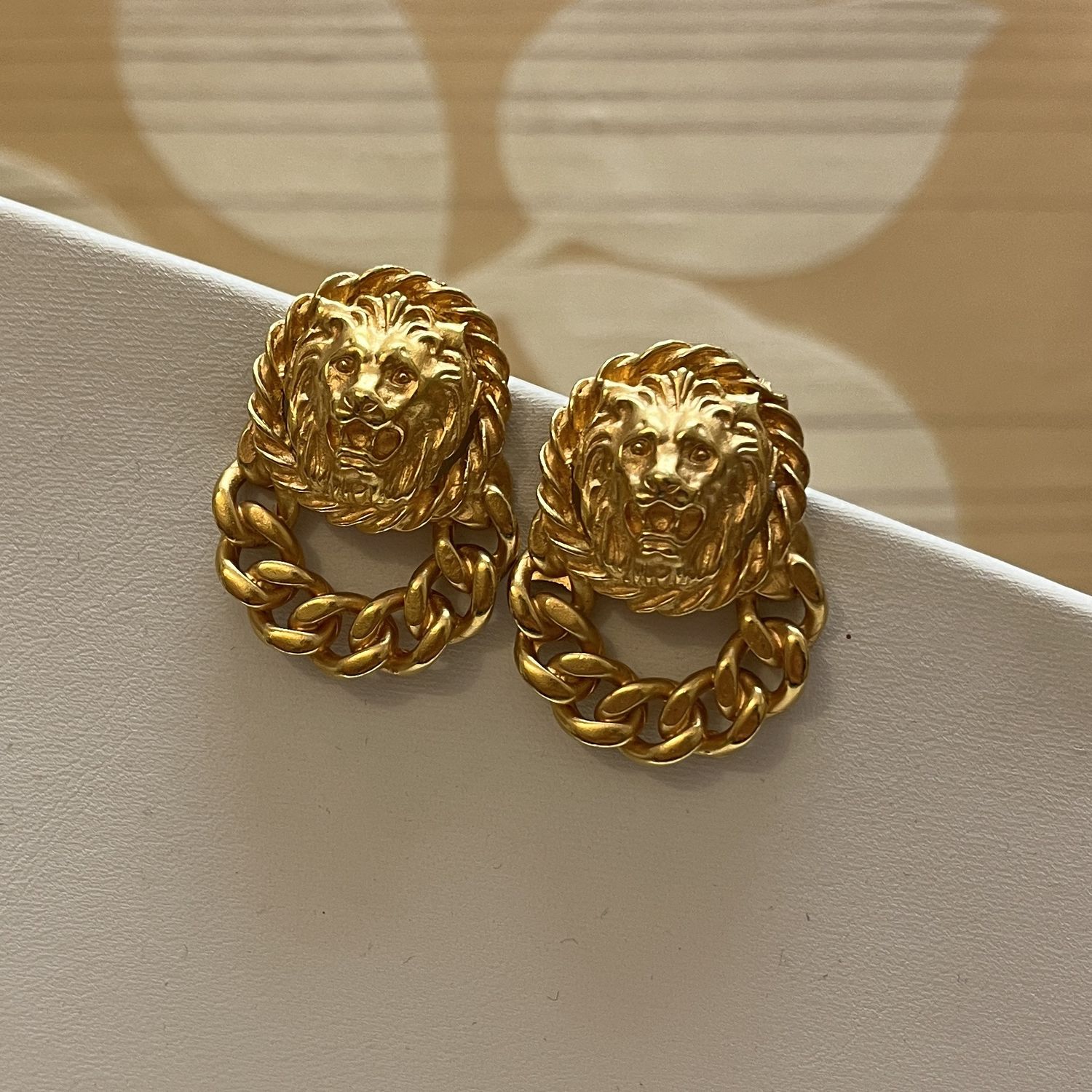 vintage anne Klein lion door knocker earrings