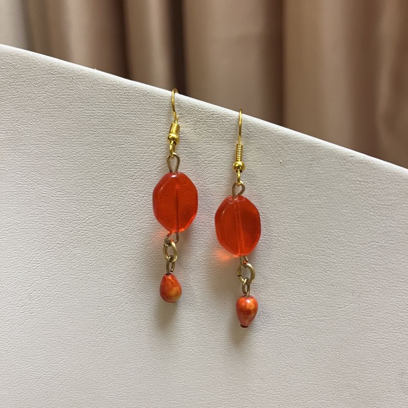red tear drop earrings