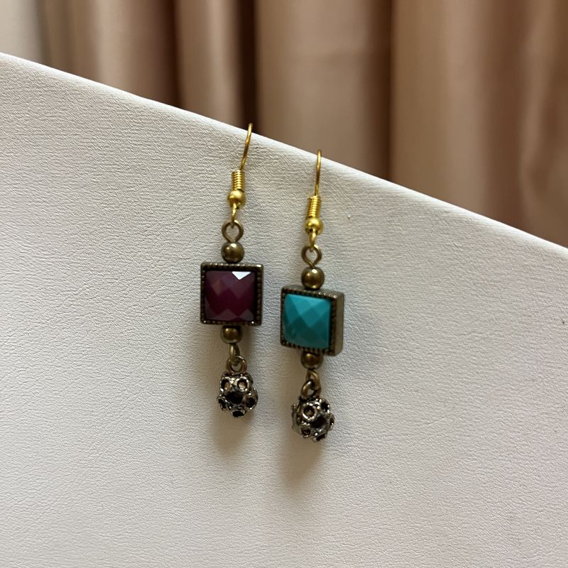 bronze square earrings