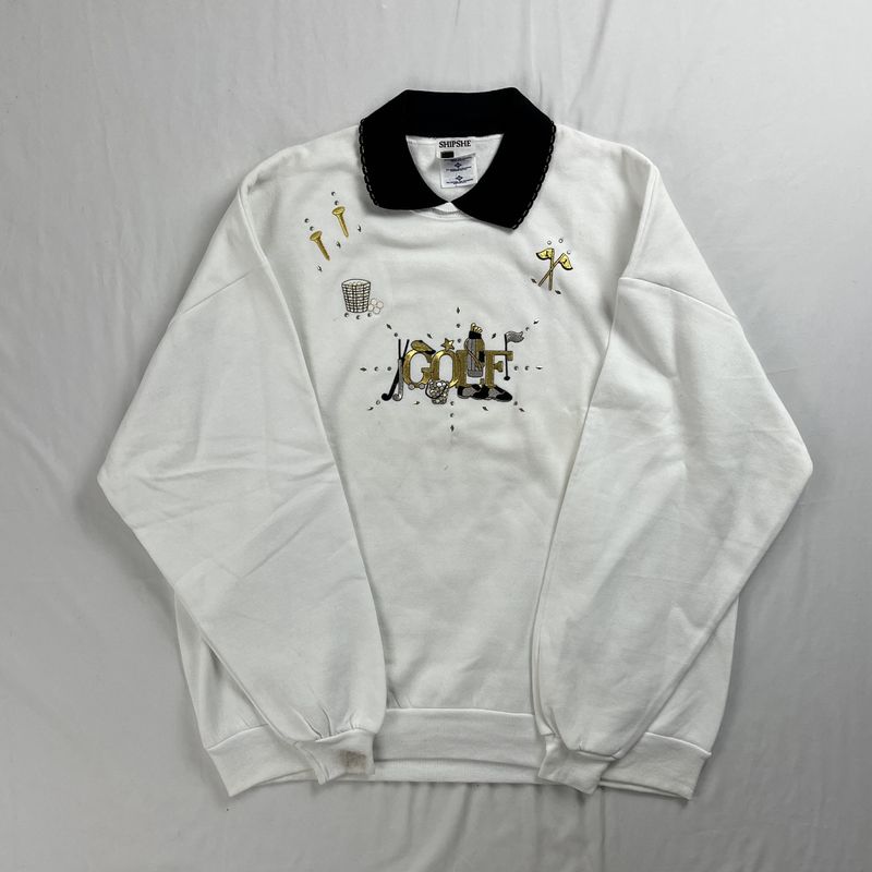 golf collar crew neck