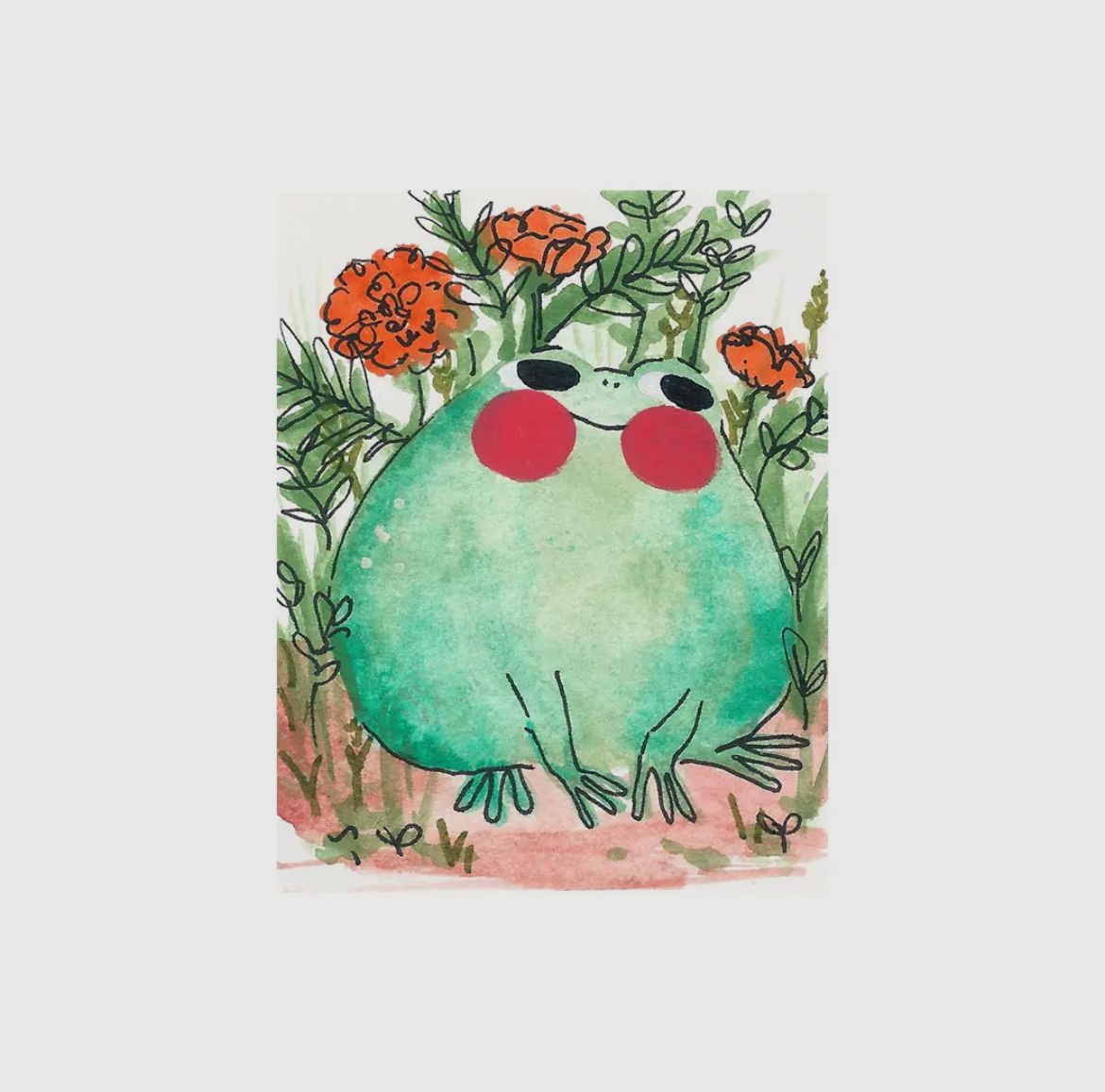 Mini Print &quot;Frog with Marigolds&quot;