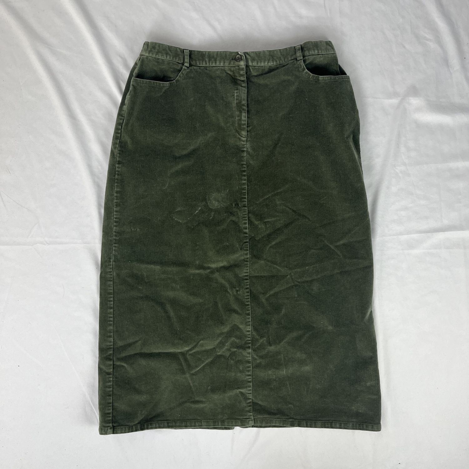 green corduroy skirt