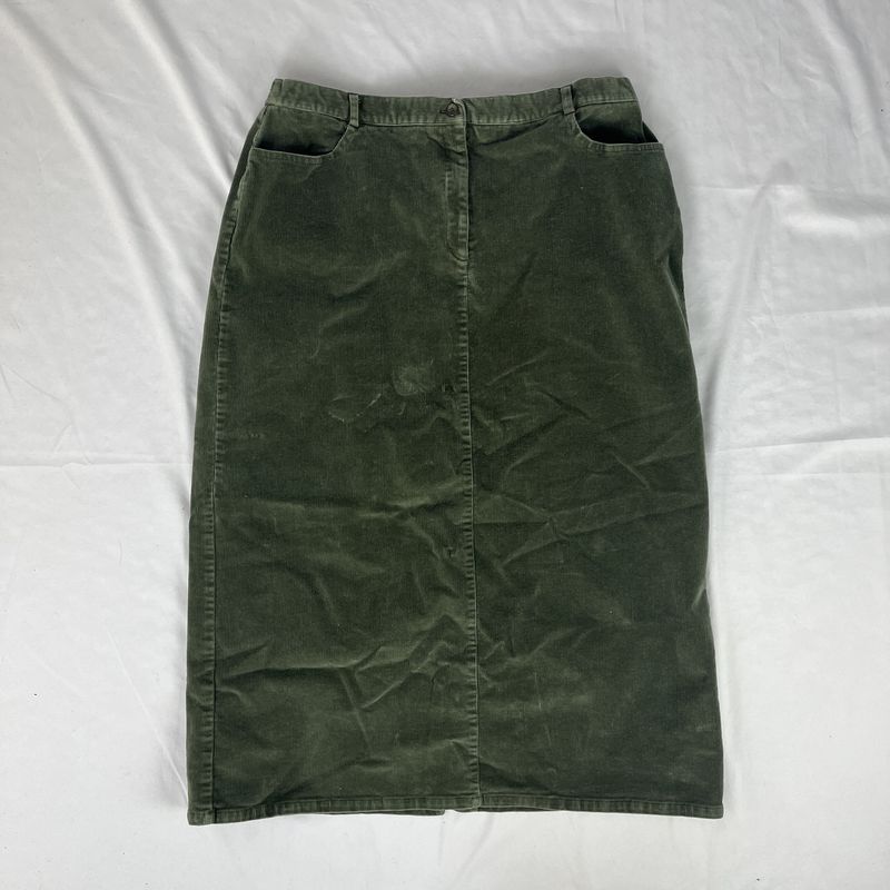 green corduroy skirt