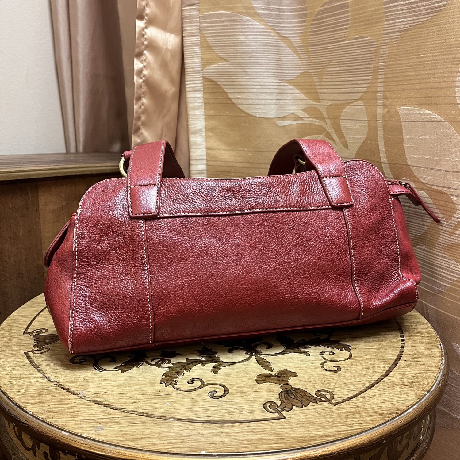 red leather shoulder bag